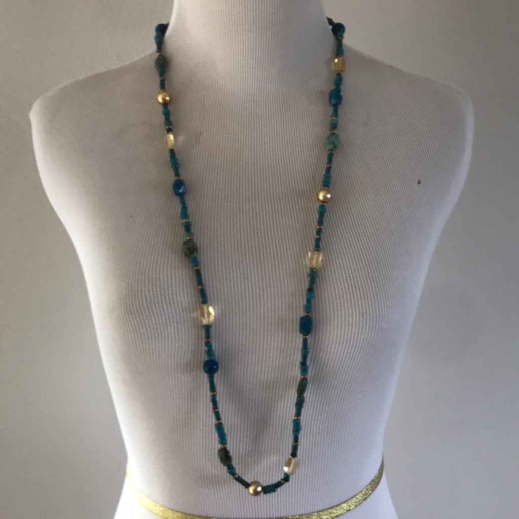 Long Wrap Teal Necklace/Bracelet 18in